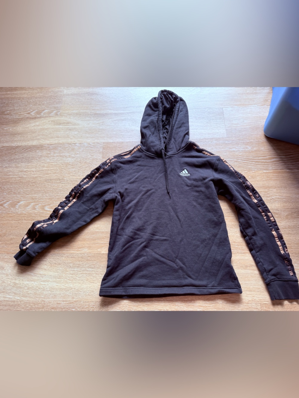 adidas Black Zip-Up Hoodie with Copper Stripe Accents